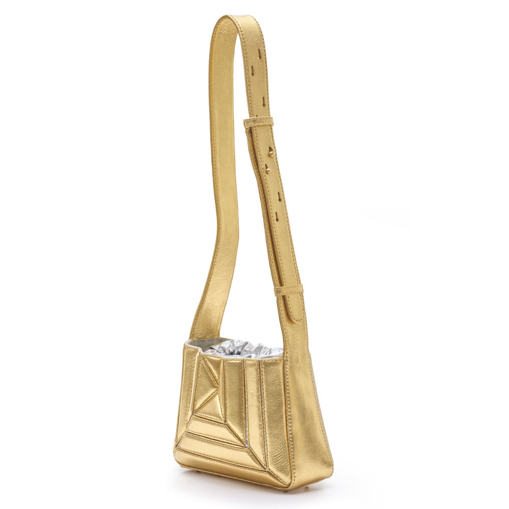 bolsa m|s tiracolo geometrica em couro ouro prata sofisticado-§§§§§§§-2